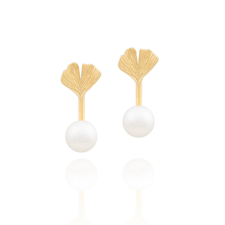 18K Gold Vermeil Ginkgo Pearl drop earrings - INES SANTOS JEWELLERY