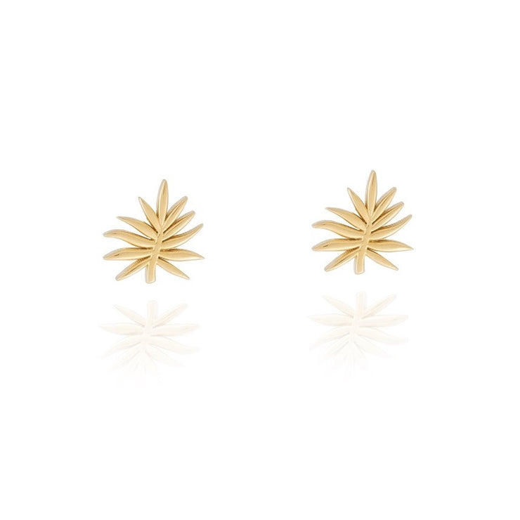 18K Gold Vermeil Palm Leaf Studs - INES SANTOS JEWELLERY