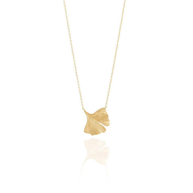 18K Gold Vermeil Ginkgo Leaf Necklace - INES SANTOS JEWELLERY | Gold Vermeil on Silver | Women&