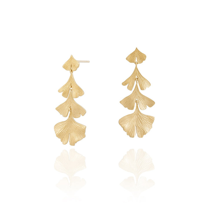 18K Gold Vermeil Ginkgo Long Earrings - INES SANTOS JEWELLERY | Gold Vermeil on Silver | Women&